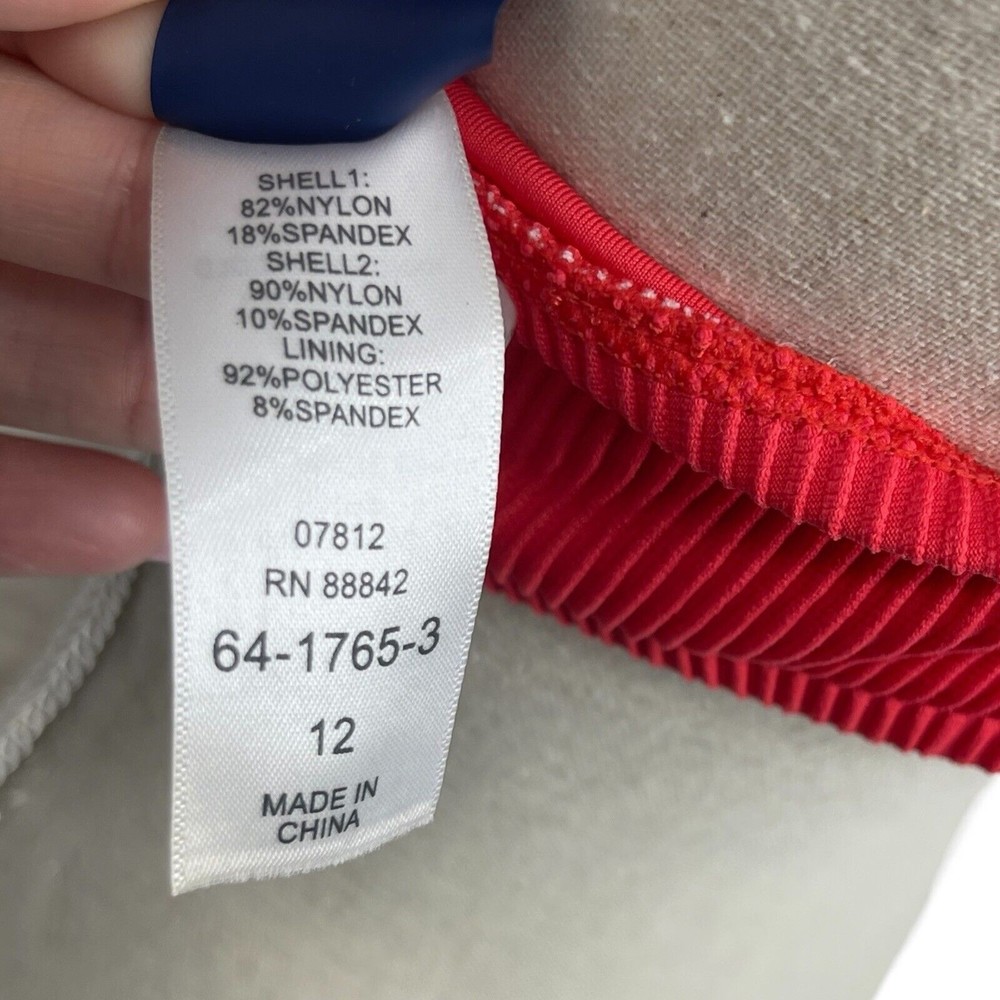 Swimsuits For All Mentor Tie Front Ribbed Bikini Top Coral Red Aztec Womens 12 - Picture 7 of 7